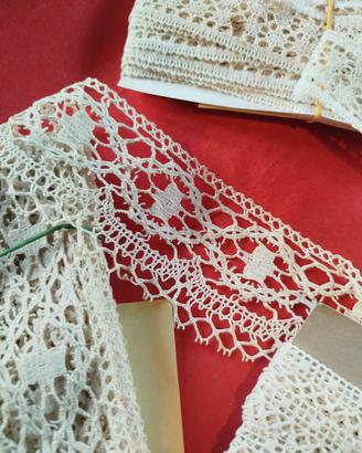 Lotto 100 metri bordure e merletti in cotone -
