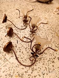 3 applique antichi vintage in ferro battuto