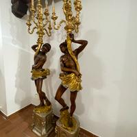 Coppia di Mori in legno  in stile barocco.