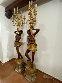 Coppia di Mori in legno  in stile barocco.