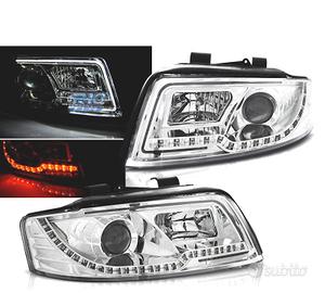FARI PER AUDI A4 00-04 LUCI A TUBO LED CROMATE