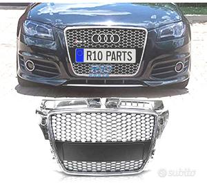 GRIGLIA AUDI A3 8P 8PA 08-12 LOOK RS CROMATO NERO