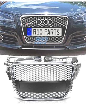 GRIGLIA AUDI A3 8P 8PA 08-12 LOOK RS CROMATO NERO