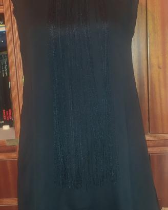 Abito nero scollato con frange tg 42-44