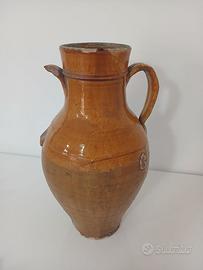 Orcio Antico Terracotta Smaltata Giara Olio Brocca