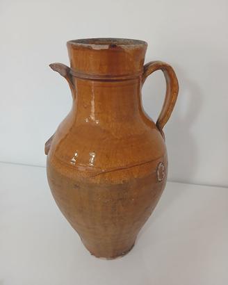 Orcio Antico Terracotta Smaltata Giara Olio Brocca