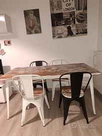 Tavolo e sedie legno stile industriale