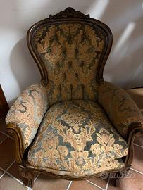 Poltrona in stile Luigi Filippo Damascato