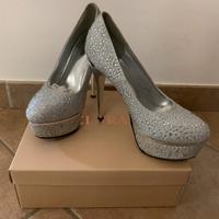 Décolleté da cerimonia argentate con strass n 39