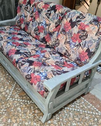 Divano in Legno di Rovere Grigio Shabby Chic 