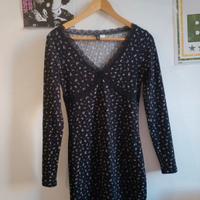 Vestito Nero aderente fantasia floreale pizzo