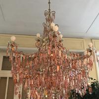 Lampadario anni 30 cristalli Boemia. Raro.