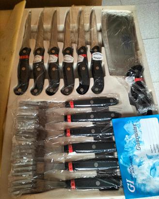 Set coltelli , forchette e mannaia marca Solingen