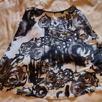 Gonna fantasia floreale Bianco/Nero