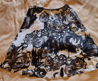 Gonna fantasia floreale Bianco/Nero