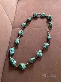 Collana Turchese Naturale Pietre Grezze Grandi