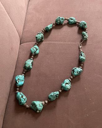 Collana Turchese Naturale Pietre Grezze Grandi
