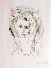 Ernesto Treccani - litografia - volto