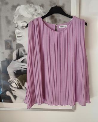 Top plissettato smanicato lila