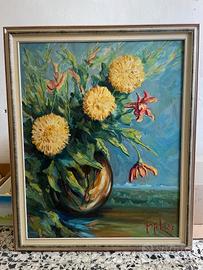 QUADRO FIORI COSTANTE SCARPELLINI - DALIE OLIO SU