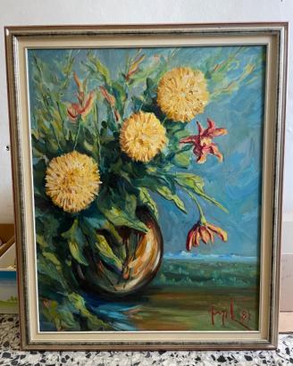 QUADRO FIORI COSTANTE SCARPELLINI - DALIE OLIO SU