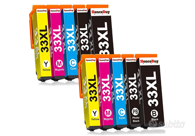 Cartuccie stampante 10 pezzi epson ner e col 33xl