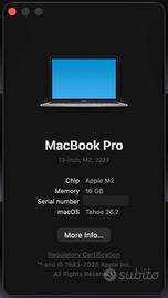 MacBook Pro M2 13inch 16gb 256gb
