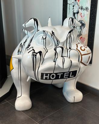 Statua bull dog pop art resina 110cm