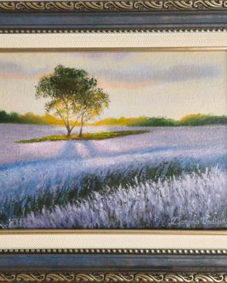 Quadro originale a olio - Campo di lavanda