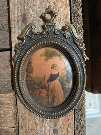 Ovale decorativo vintage con soggetto stile 700