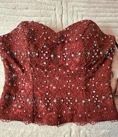 Corsetto in pizzo con strass 