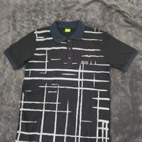 Polo Hugo Boss "Grid" con Stampa a Righe - Nero e 