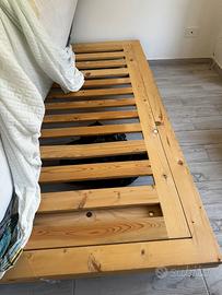 Letto singolo in legno massello 210x100 con ruote
