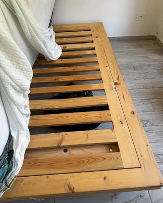 Letto singolo in legno massello 210x100 con ruote