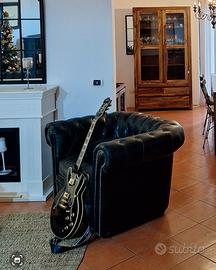 POLTRONA CHESTERFIELD NERA  VERA PELLE MAISON 