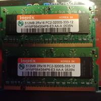 2 MODULI RAM SO-DIMM PER PORTATILI DA 512MB L'UNO