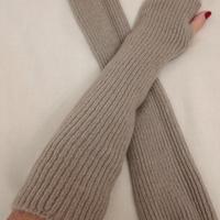 guanti lunghi senza dita color beige cappuccino