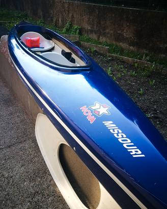canoa in vetroresina  2 posti con timone