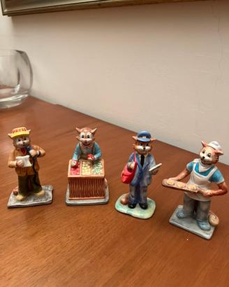 Set 4 statuine gatti Pennygate by Paris Royal