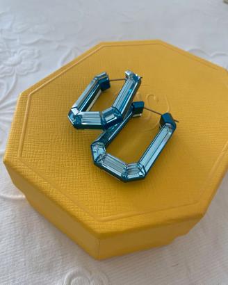 Swarovski Lucent Blu Orecchini a Cerchio – Nuovi