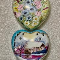 Cuore porta potpourrie in ceramica dipinta a mano