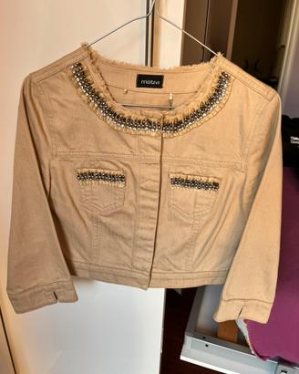 Giacca beige in jeans con paillettes (Motivi)