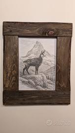 Quadro artigianale montagne camoscio 