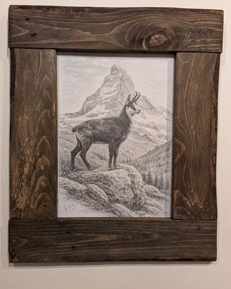 Quadro artigianale montagne camoscio 