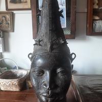 Arte africana testa bronzo