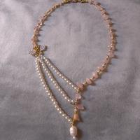 Collana perle e schegge Quarzo Rosa Elegante