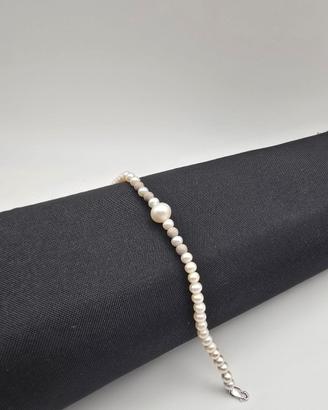Bracciale in Oro Bianco 18 Kt e Perle