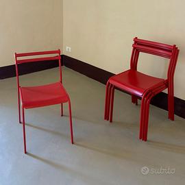 sedie in metallo laccato rosso (interno o esterno)