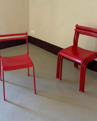 sedie in metallo laccato rosso (interno o esterno)