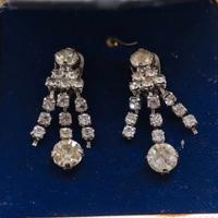 Orecchini vintage pendenti strass con clip